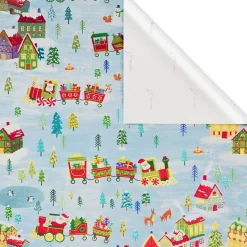 Gnomes, Santa Train Holiday Wrapping Paper Rolls, 2 Rolls