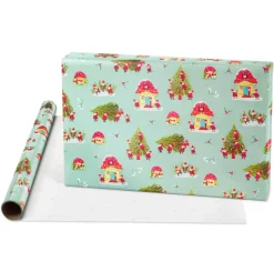 Gnomes, Santa Train Holiday Wrapping Paper Rolls, 2 Rolls