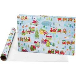 Gnomes, Santa Train Holiday Wrapping Paper Rolls, 2 Rolls