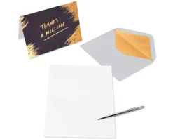 Gold, Black and Cream Blank Note Cards with Envelopes, 16-Count