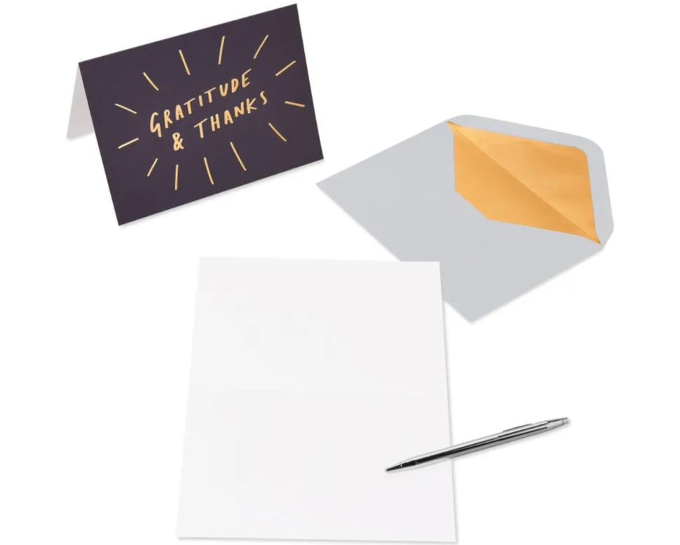 Gold, Black and Cream Blank Note Cards with Envelopes, 16-Count