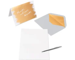 Gold, Black and Cream Blank Note Cards with Envelopes, 16-Count