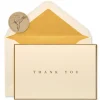 Gold Border Thank You Boxed Blank Note Cards and Envelopes, 16-Count