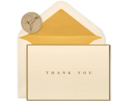Gold Border Thank You Boxed Blank Note Cards and Envelopes, 16-Count