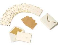 Gold Border Thank You Boxed Blank Note Cards and Envelopes, 16-Count