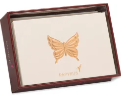 Gold Butterfly Boxed Blank Cards and Envelopes, 16-Count