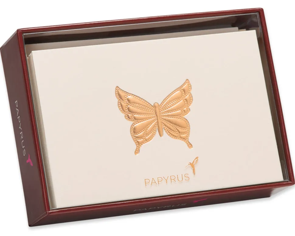Gold Butterfly Boxed Blank Cards and Envelopes, 16-Count