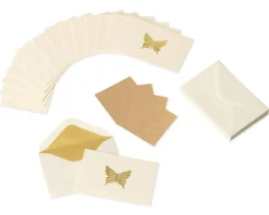 Gold Butterfly Boxed Blank Cards and Envelopes, 16-Count