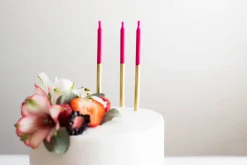 Gold Dip Purple, Aqua & Fuchsia Birthday Candles, 24-Count