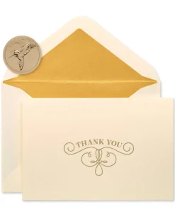 Gold Flourish Thank You Boxed Blank Note Cards and Envelopes, 16-Count