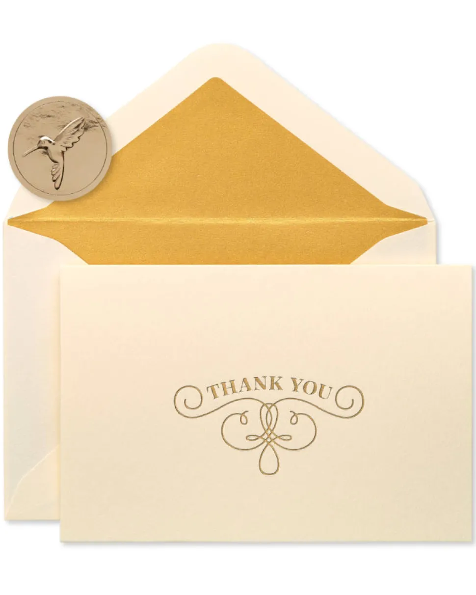 Gold Flourish Thank You Boxed Blank Note Cards and Envelopes, 16-Count