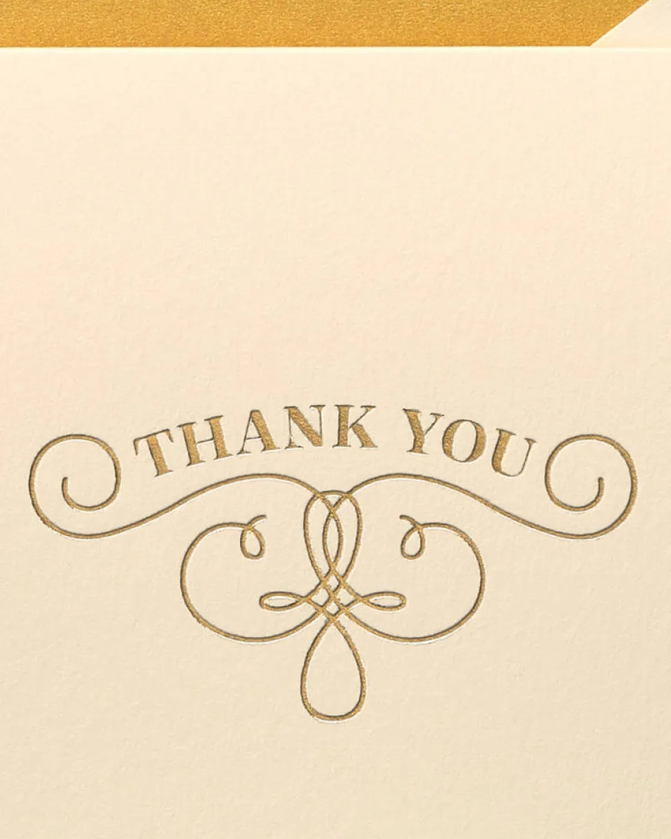 Gold Flourish Thank You Boxed Blank Note Cards and Envelopes, 16-Count