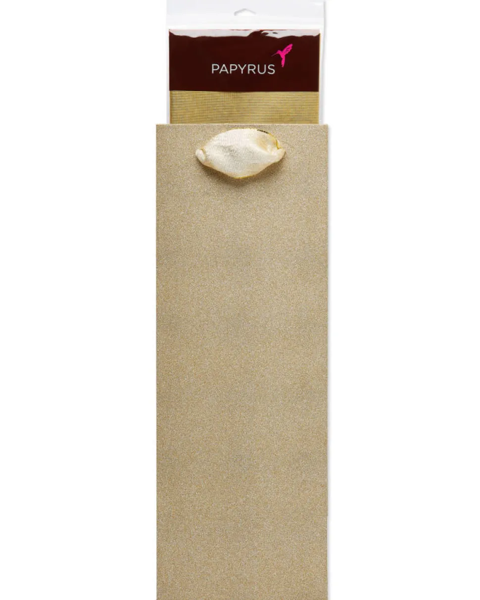 Gold Glitter 14″ Holiday Beverage Gift Bag with Tissue Paper, 1 Bag, 4 Sheets