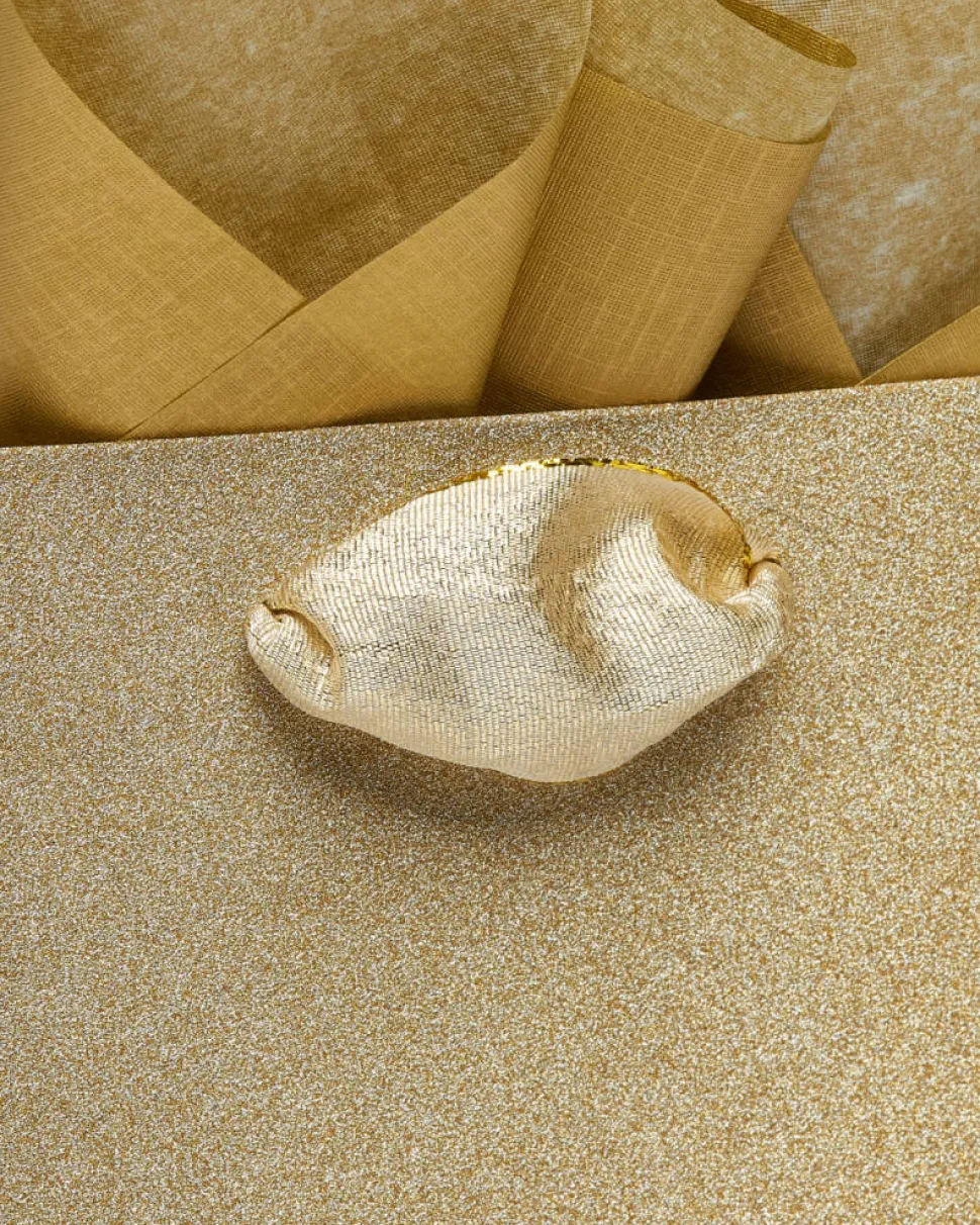 Gold Glitter 14″ Holiday Beverage Gift Bag with Tissue Paper, 1 Bag, 4 Sheets