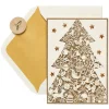 Gold Glitter Holiday Christmas Tree Holiday Boxed Cards, 8-Count