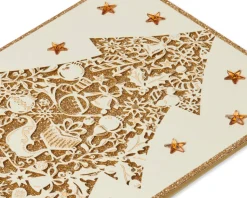 Gold Glitter Holiday Christmas Tree Holiday Boxed Cards, 8-Count