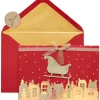 Gold Glitter Holiday Sleigh Boxed Cards, 8-Count