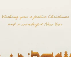 Gold Glitter Holiday Sleigh Boxed Cards, 8-Count