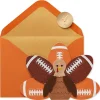 Grateful for Turkey and Touchdowns Thanksgiving Football Greeting Card
