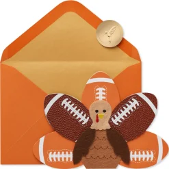 Grateful for Turkey and Touchdowns Thanksgiving Football Greeting Card