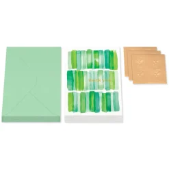 Green Stripes 14-Count Blank Thank You Greeting Cards with Envelopes