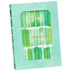 Green Stripes 14-Count Blank Thank You Greeting Cards with Envelopes