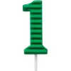 Green Stripes Number 1 Birthday Candle, 1-Count