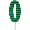 Green Stripes Number 0 Birthday Candle, 1-Count
