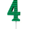 Green Stripes Number 4 Birthday Candle, 1-Count