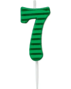 Green Stripes Number 7 Birthday Candle, 1-Count