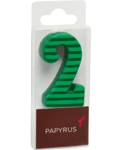 Green Stripes Number 2 Birthday Candle, 1-Count
