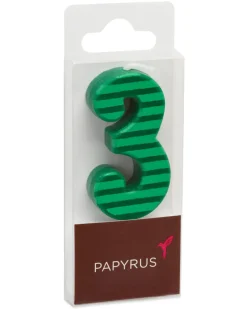 Green Stripes Number 3 Birthday Candle, 1-Count