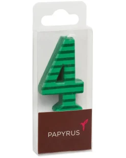 Green Stripes Number 4 Birthday Candle, 1-Count