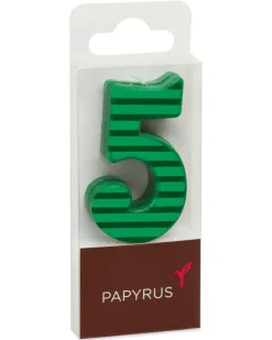 Green Stripes Number 5 Birthday Candle, 1-Count