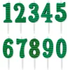 Green Stripes Number Birthday Candles Pack, 10-Count