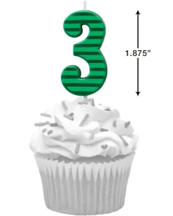 Green Stripes Number Birthday Candles Pack, 10-Count