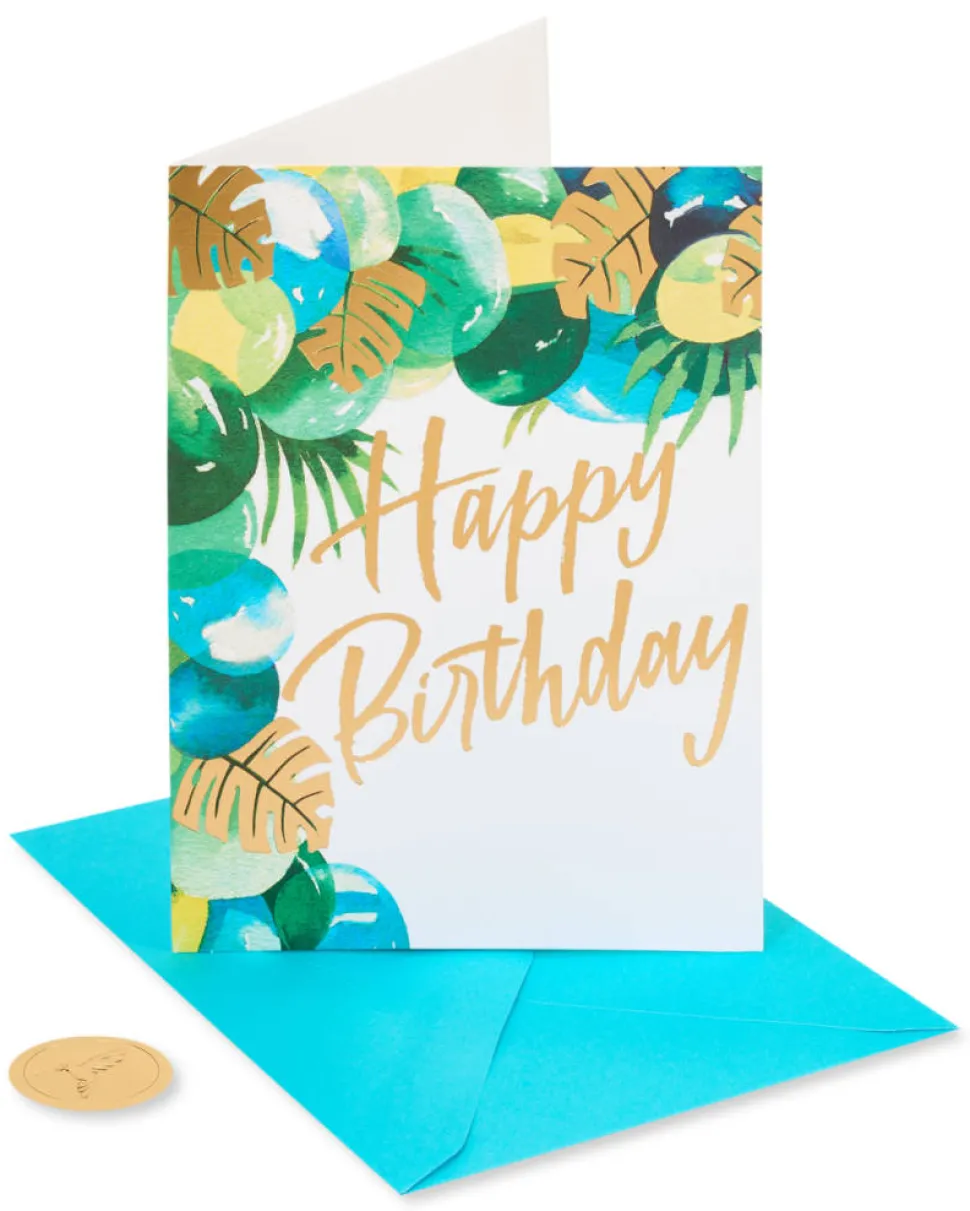 Greenery Balloons Birthday Greeting Card