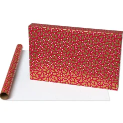 Greenery Lettering and Polka Dots Christmas Wrapping Paper Rolls, 3 Rolls