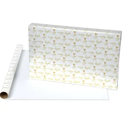 Greenery Lettering and Polka Dots Christmas Wrapping Paper Rolls, 3 Rolls