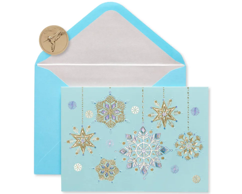 Hanging Glitter Snowflakes Holiday Boxed Cards, 12-Count
