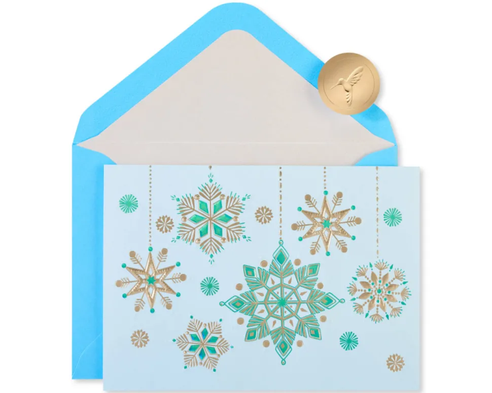 Hanging Glitter Snowflakes Holiday Boxed Cards – Glitter-Free, 12-Count