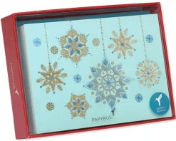 Hanging Glitter Snowflakes Holiday Boxed Cards, 12-Count