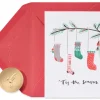 Hanging Stockings Holiday Boxed Cards – Glitter-Free, 20-Count