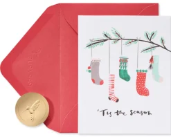 Hanging Stockings Holiday Boxed Cards – Glitter-Free, 20-Count
