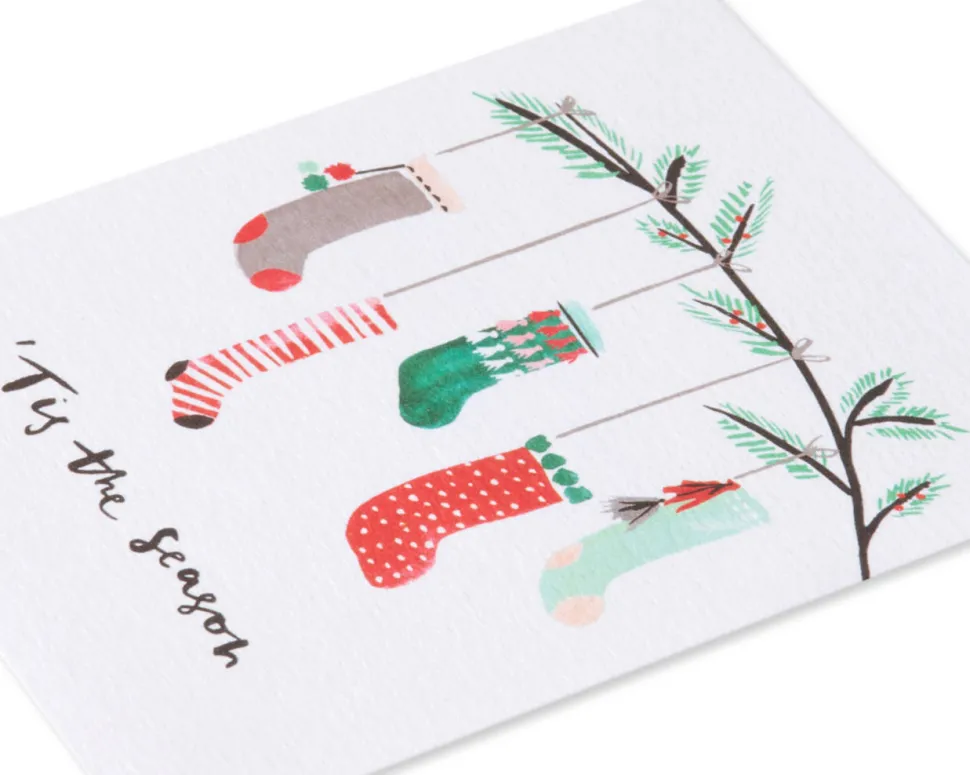 Hanging Stockings Holiday Boxed Cards – Glitter-Free, 20-Count