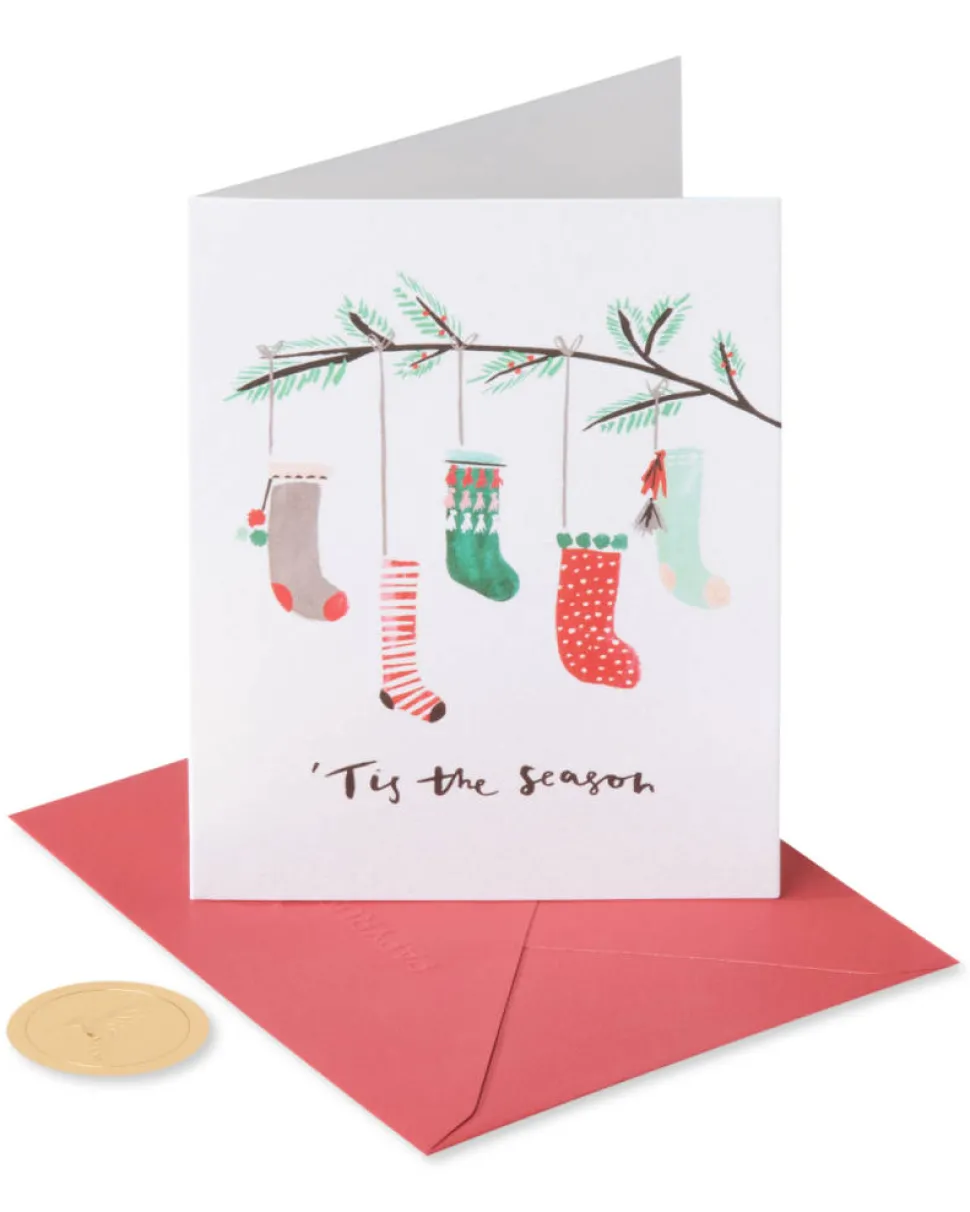 Hanging Stockings Holiday Boxed Cards – Glitter-Free, 20-Count
