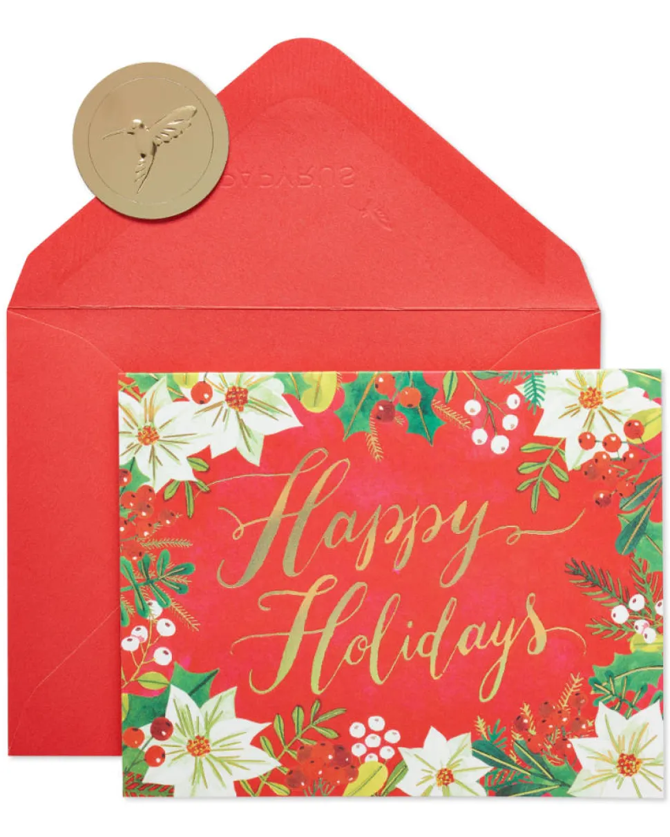 Happy Holidays Glitter Holiday Boxed Cards, 20-Count