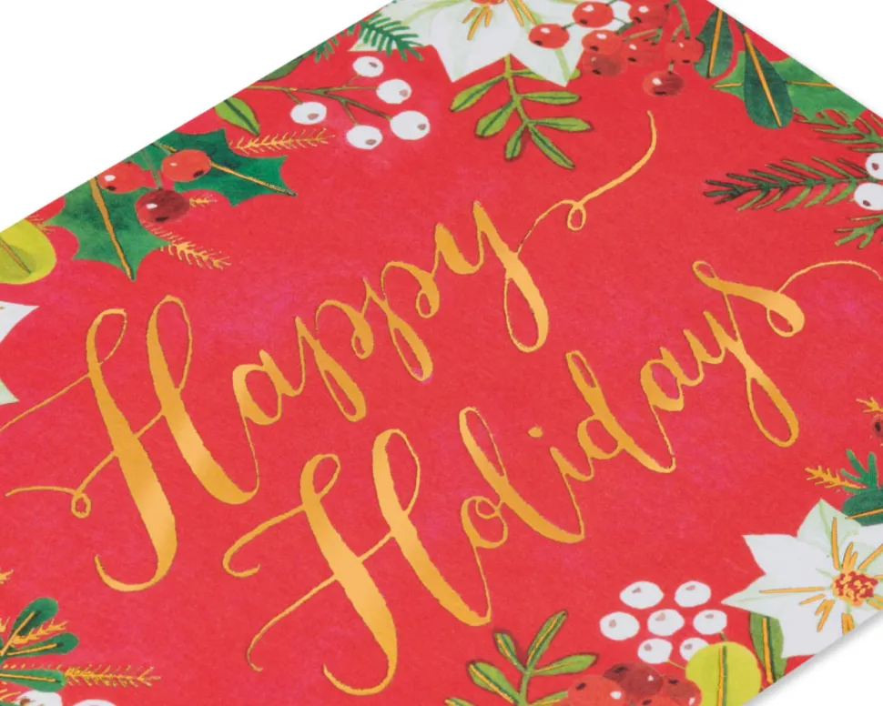 Happy Holidays Glitter Holiday Boxed Cards, 20-Count