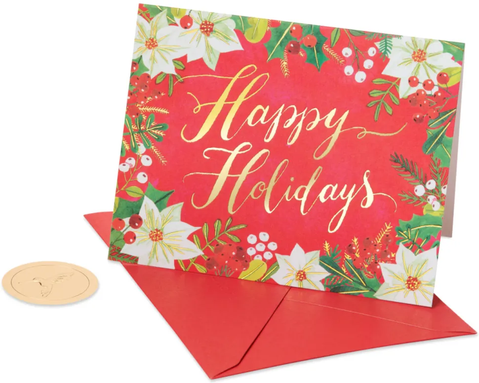 Happy Holidays Glitter Holiday Boxed Cards, 20-Count