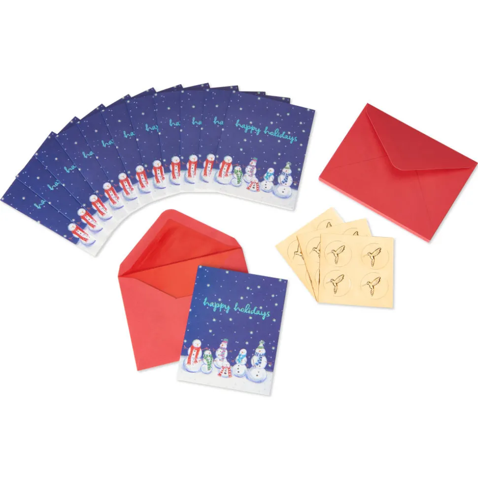 Happy Holidays Snowmen Christmas Boxed Cards, 20-Count